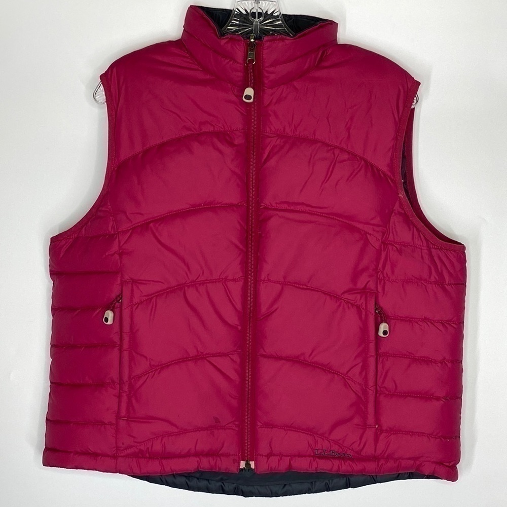 Vintage L.L. Bean 0 BDC9 Pink Gray Reversible Down Puffer Vest Size Large